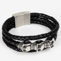Pulsera de Cuero Calavera para damas y Hombres.