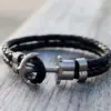 Pulsera Ancla Doble Cuero