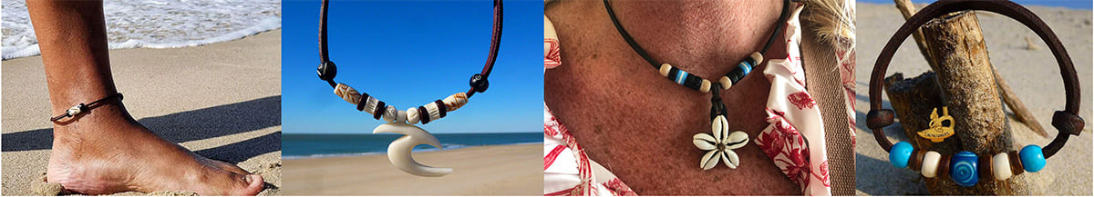 productos Surfistas en cuero collares, Pulseras, Tobilleras