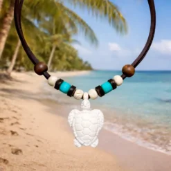 Collar de Cuero Surfista con Tortuga del Mar