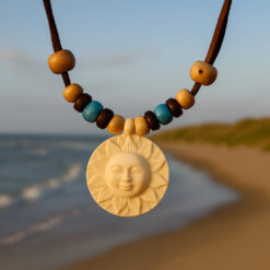 Collar Doble Cuero Sol - echos para Hombres , Mujeres y Surferos o surferas .