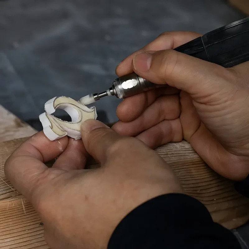 Collar Maori Hei Matau de hueso tallado, símbolo de protección y conexión con el océano.