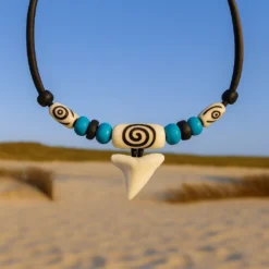 Collar con Diente Tiburón - Para Hombres y Mujeres . 100 resistenetes al agua de mar.
