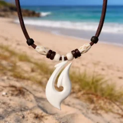 Nueva Zelanda Hei Matau Collar Cuero para Damas y Caballeros.