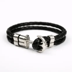 Pulseras Ancla Doble Cuero ideal para damas y Caballeros. 100% Resistentes al agua del mar.