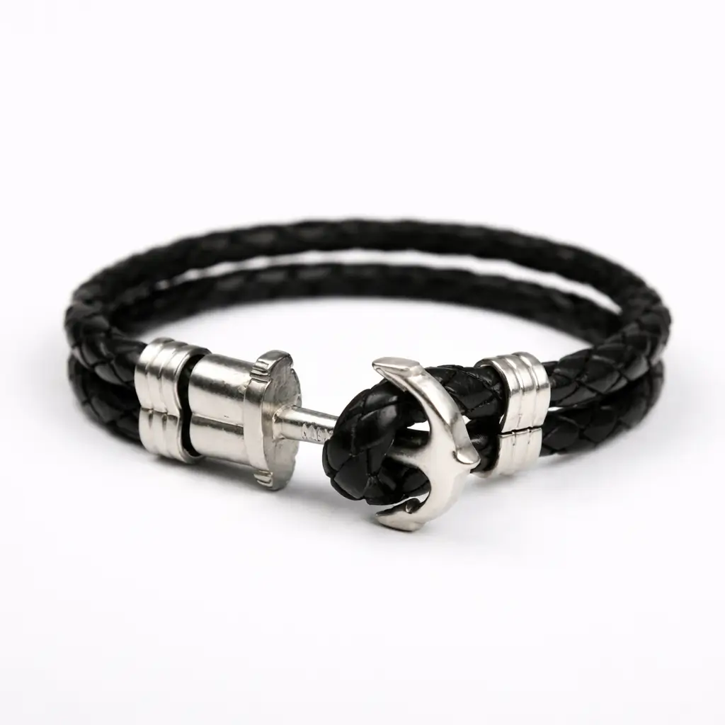Pulseras Ancla Doble Cuero ideal para damas y Caballeros. 100% Resistentes al agua del mar.