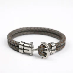Pulsera de cuero con ancla náutica estilo marítimo para hombre y mujer.