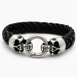 Pulsera Cuero Calavera Unisex hechos para Mujeres y Hombres .