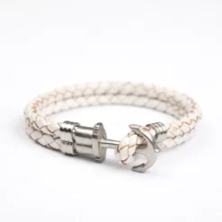 Pulsera de cuero con ancla estilo marítimo inspirada en el océano